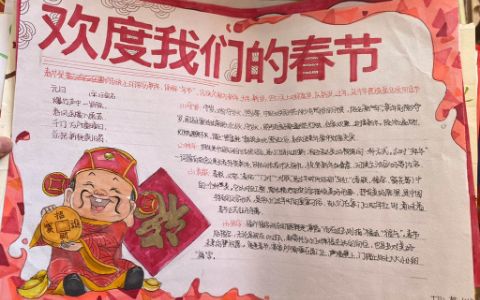 欢度我们的春节手抄报绘画图片+内容文字 春节习俗及古诗