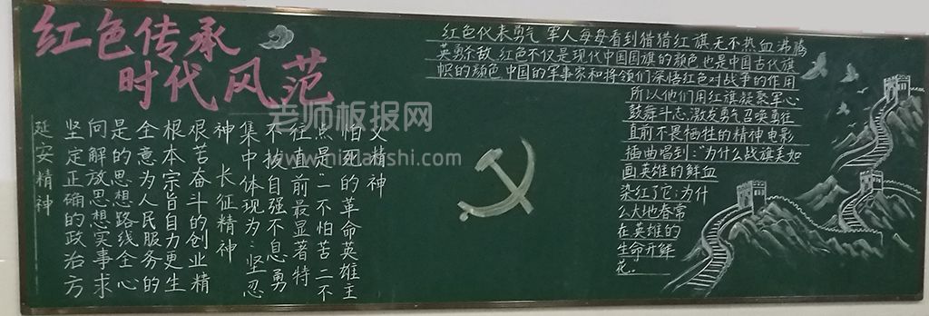 《红色传承时代风范》主题黑板报绘画图片