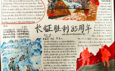 《长征胜利85周年》历史主题手抄报绘画图片