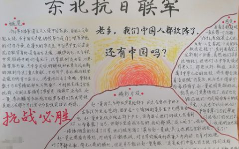 纪念《东北抗日联军》手抄报绘画图片-带文字内容