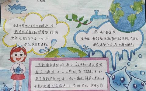 节约用水珍爱生命手抄报绘画图片-内容文字