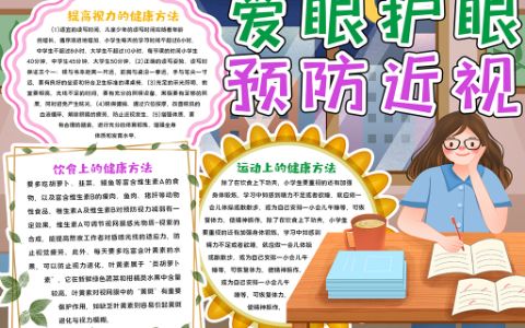 爱眼护眼预防近视健康学生素材手抄报word电子模板