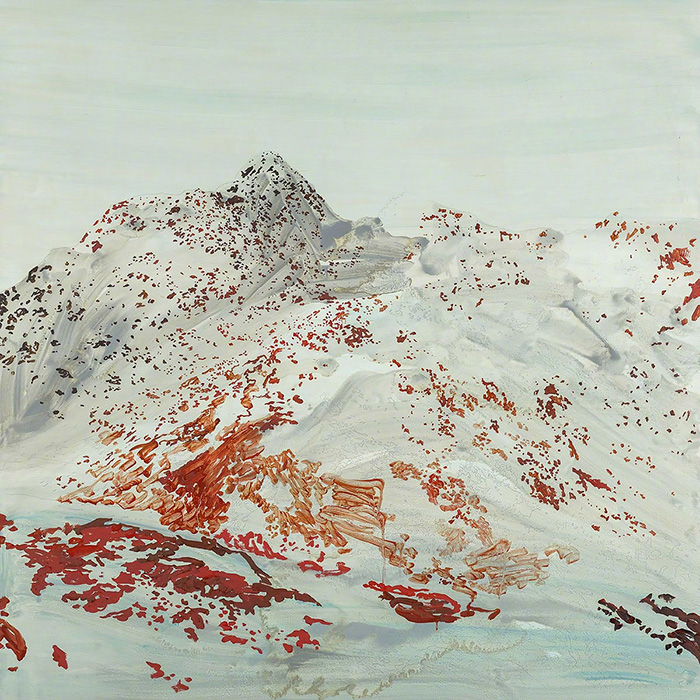 巍峨山峰油画作品欣赏图，色彩丰富的大山油画