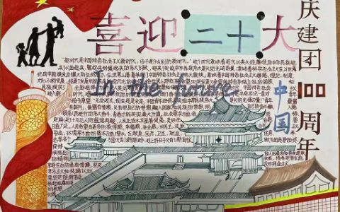 喜迎二十大·庆建团100周年手抄报绘画图片