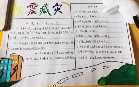 小学生防震减灾主题手抄报·含文字内容·防震减灾手抄报