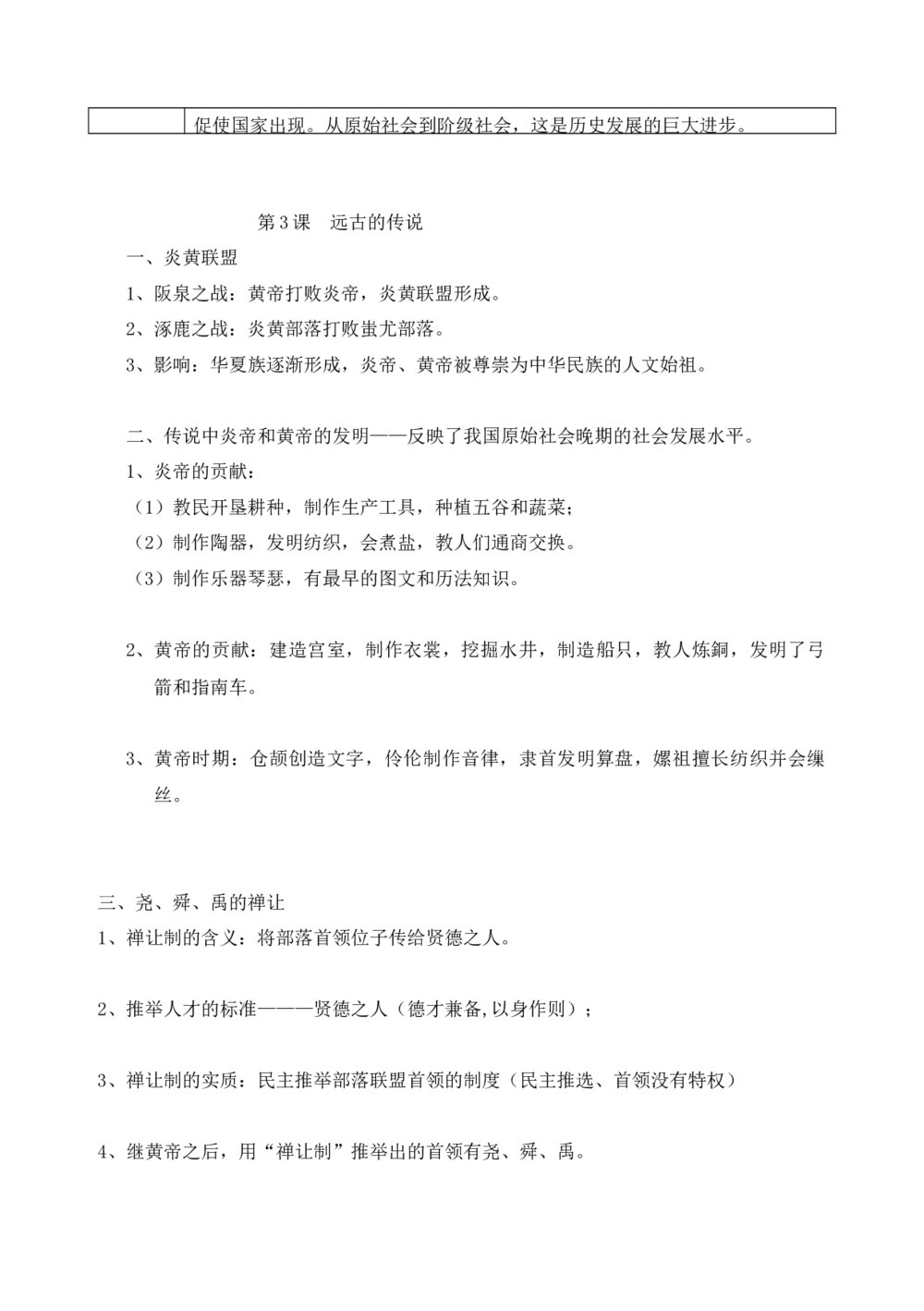 七年级历史上册知识点全册归纳word4