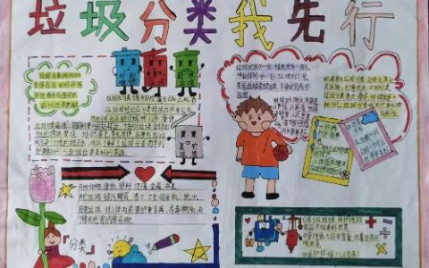 垃圾分类我先行手抄报图片-小学垃圾分类手抄报画法