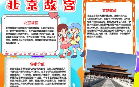 北京故宫文化遗产旅游手抄报word电子模板