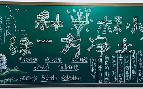 3·12植树节黑板报图片-种一颗小树·绿一方净土