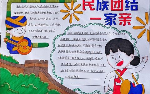 《民族团结一家亲》主题学生手抄报图片-带文字