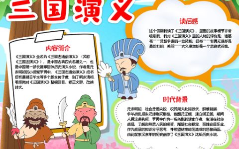 三国演义小报经典名著手抄报读书手抄报word电子模板