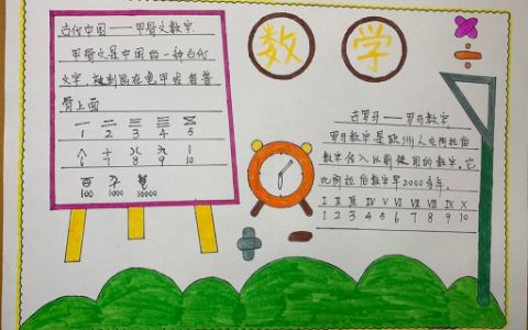 数学手抄报图片-甲骨文数字+古罗马数字