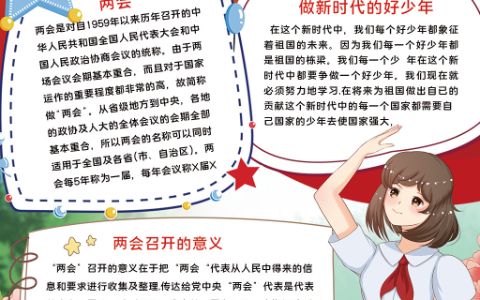 《聚焦全国两会》主题学生素材手抄报word模板下载