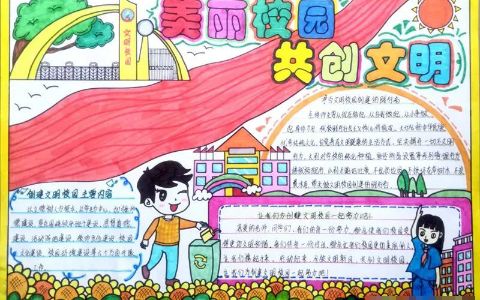 美丽校园·共创文明手抄报图片-2023创建文明校园手抄报