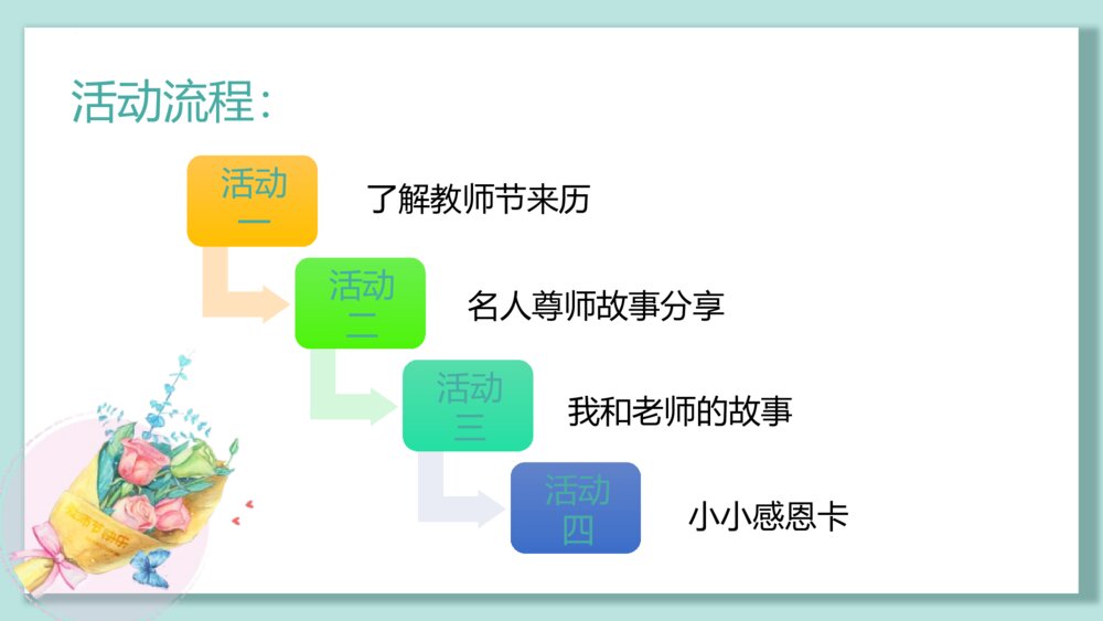 《春花承雨露,桃李颂师恩》教师节主题班会PPT课件4