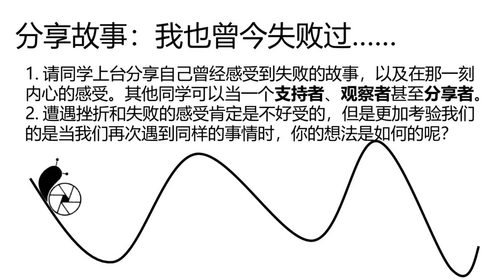《当遭遇挫折·成功在左·我在右》面对挫折主题班会PPT课件5