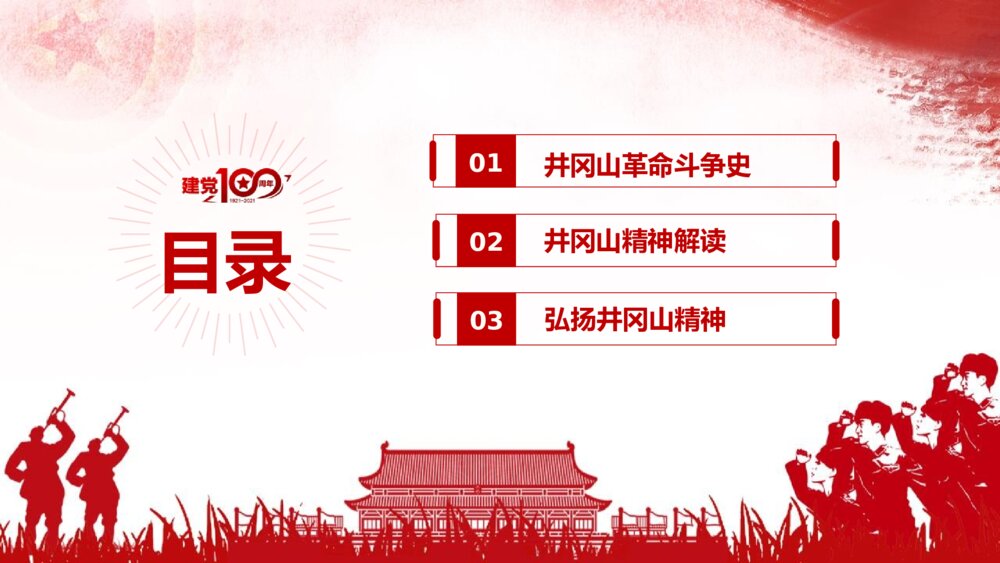 庆祝建党100周年党史学习弘扬井冈山精神PPT课件3
