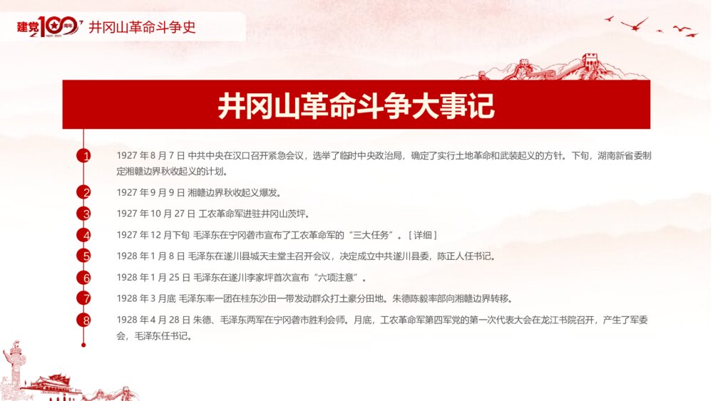 庆祝建党100周年党史学习弘扬井冈山精神PPT课件7