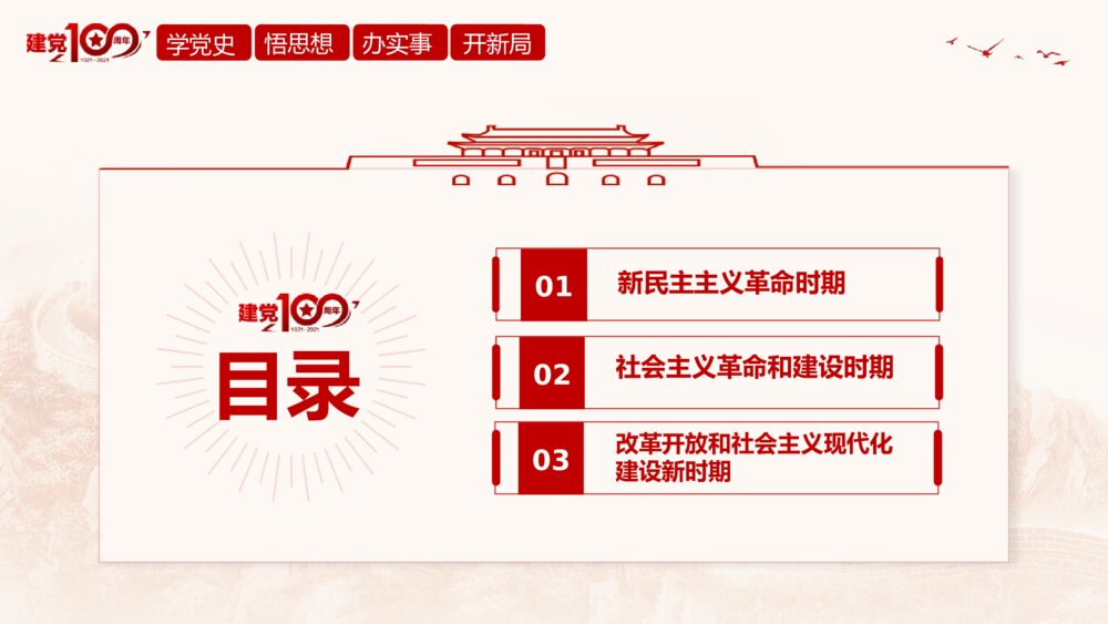 《百年奋斗路 启航新征程》学党史建党百年党课教育活动PPT课件3
