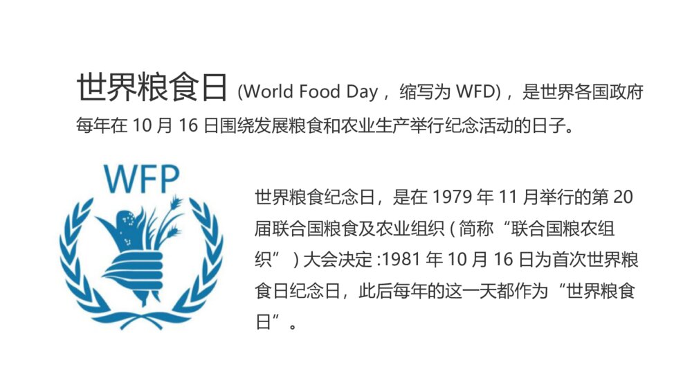 世界粮食日主题班会PPT课件(电子版幻灯片)7