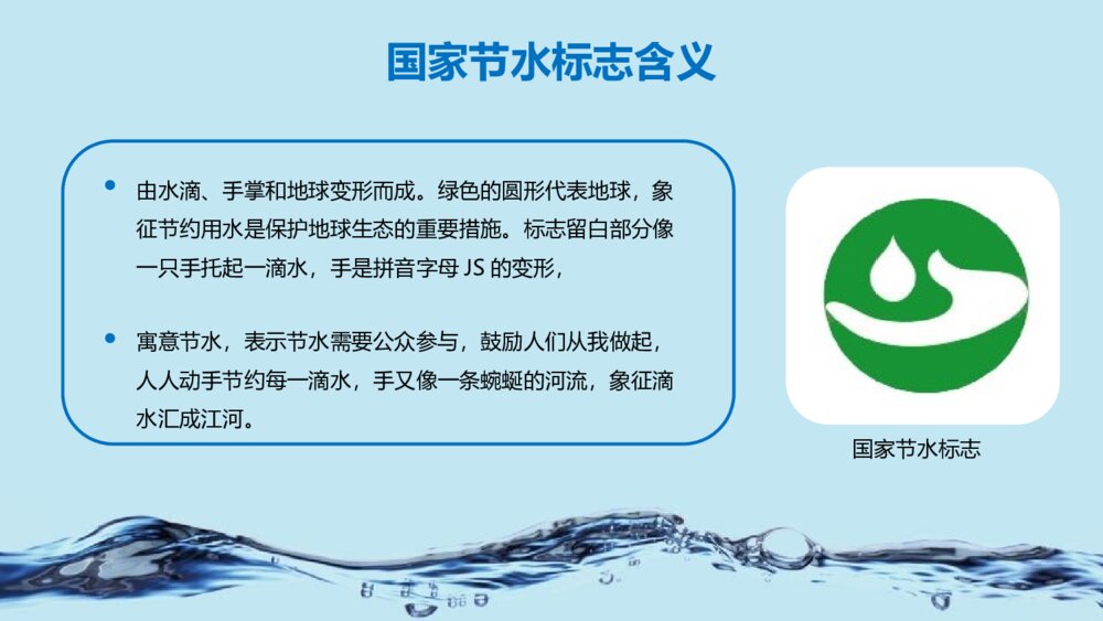 3·22世界水日主题班会:《节约每一滴用水》电子版版可编辑修改9
