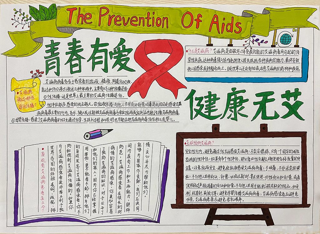 2023艾滋病手抄报图片-青春有爱健康无艾
