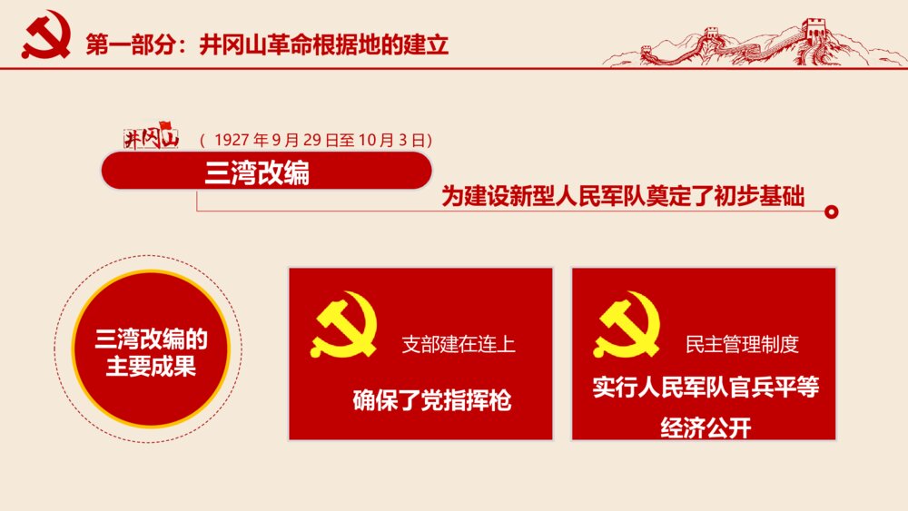 红色专题教育PPT课件:不忘井冈山精神继续前行(带内容)7