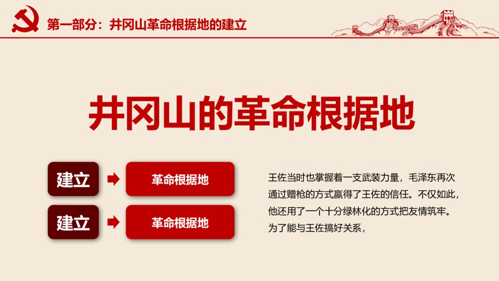 红色专题教育PPT课件:不忘井冈山精神继续前行(带内容)8