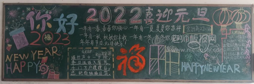 你好2023喜迎元旦黑板报图片-元旦黑板报