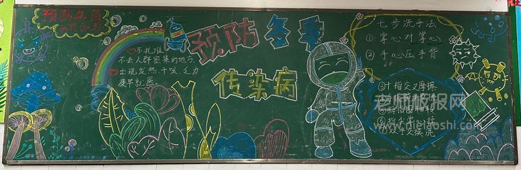 2022小学生预防冬季传染病黑板报+内容文字