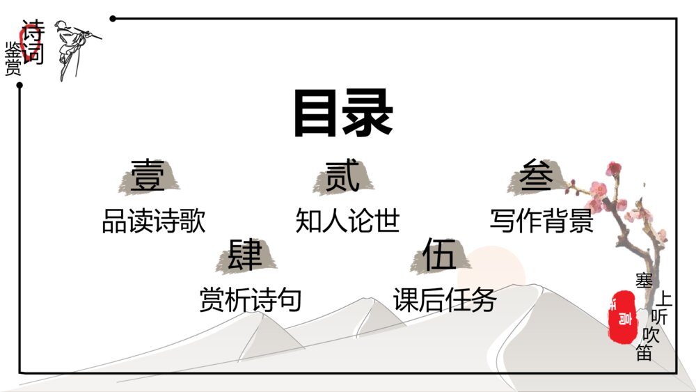 中国风《诗词鉴赏:塞上听吹笛》语文教学PPT课件2