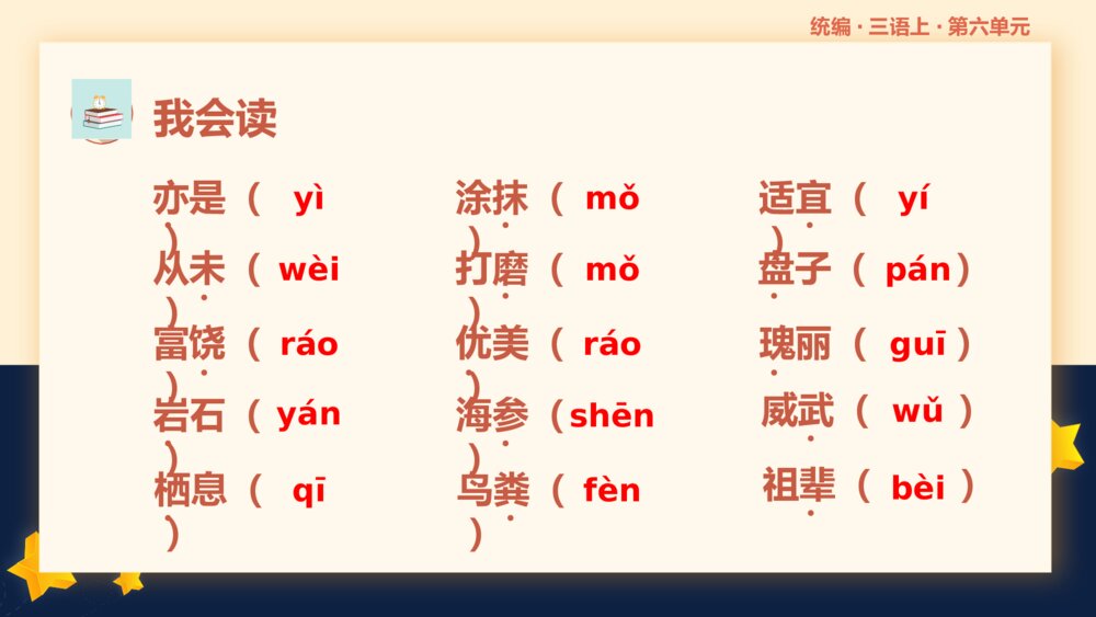 统编版小学语文三年级语文上册第六单元复习课件PPT下载3