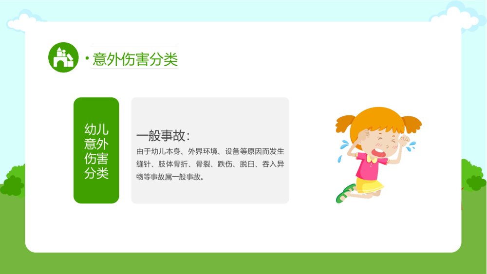 幼儿园意外伤害的防范以及处理知识培训PPT课件（带内容文字）5