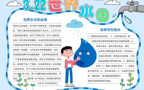 3·22世界水日手抄报文字下载word模板