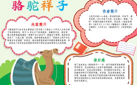 《骆驼祥子》读后感手抄报·读书小报word电子模板A4纸