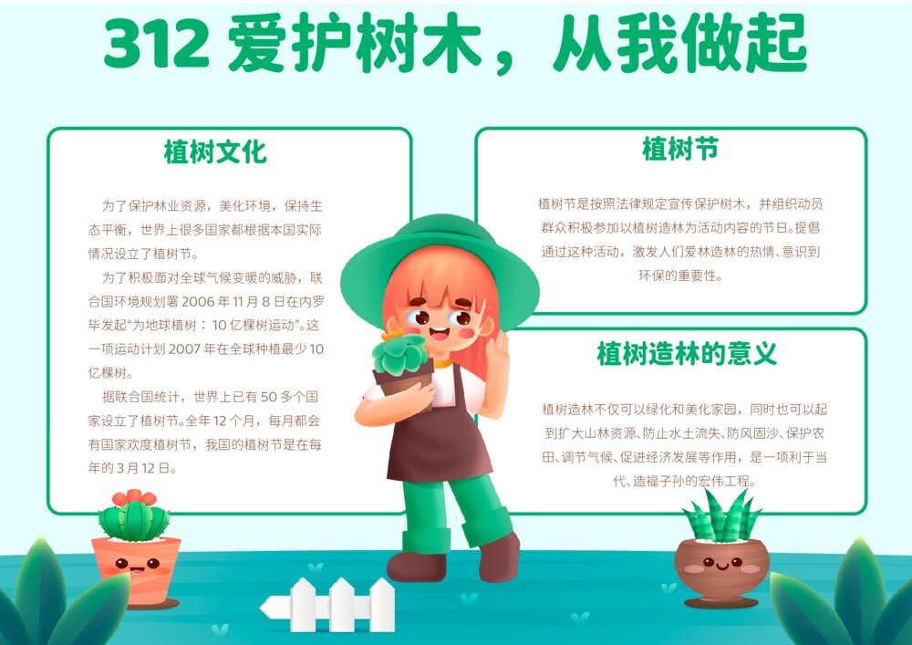 13312植树节校园环保手抄报