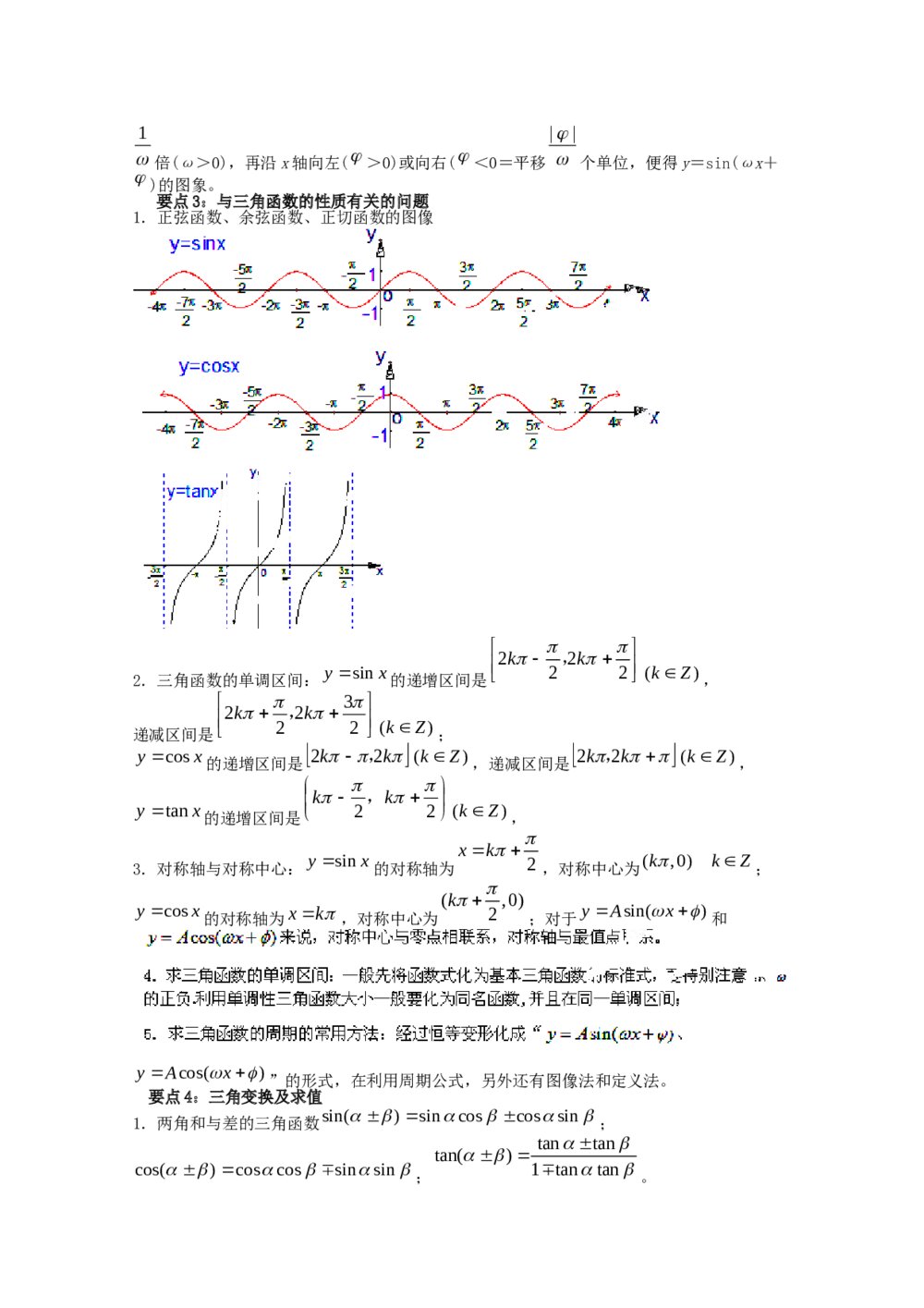 2012高考数学备考冲刺之易错点点睛系列专题《三角函数》学生版2