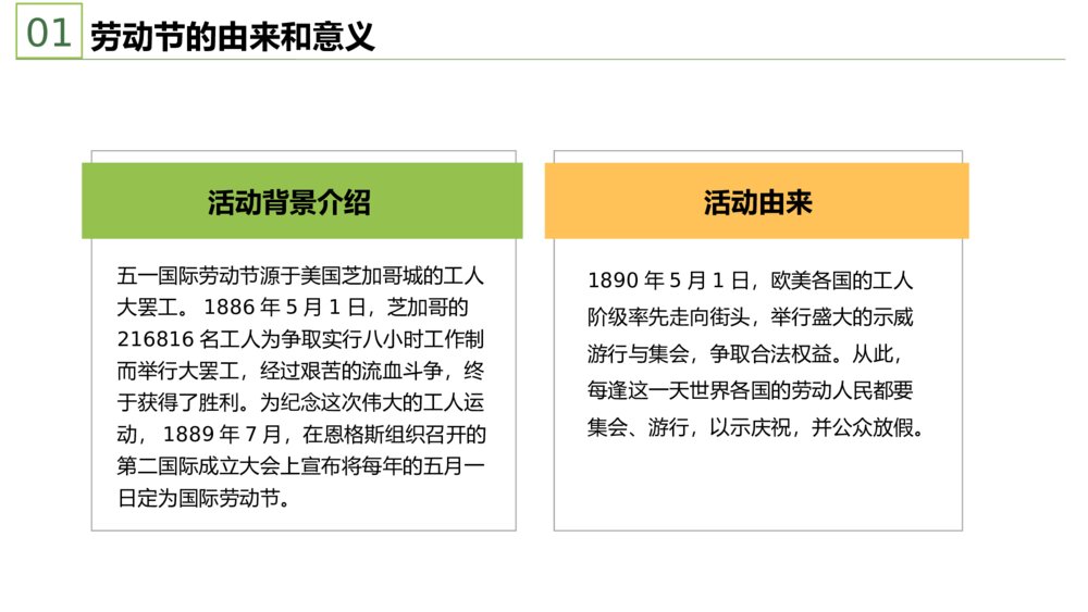 劳动节节日介绍主题班会PPT课件(带内容)4