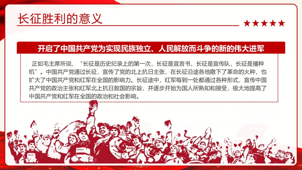 《弘扬长征精神》专题讲座主题班会PPT课件9