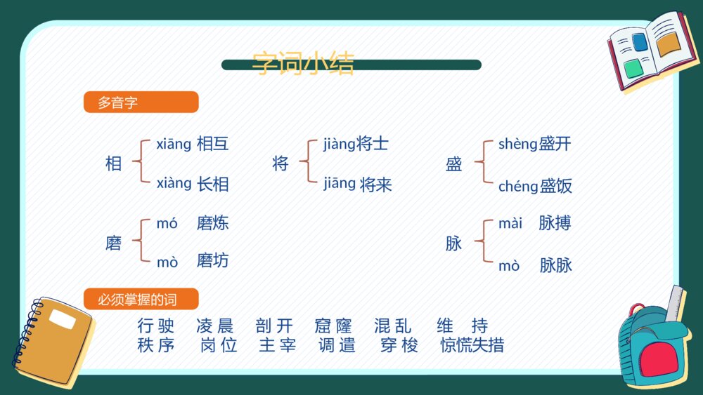 人教版四年级语文下册第七单元知识梳理复习PPT课件下载5