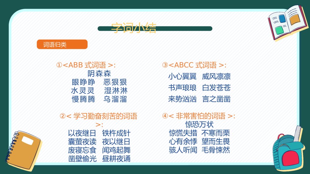 人教版四年级语文下册第七单元知识梳理复习PPT课件下载8