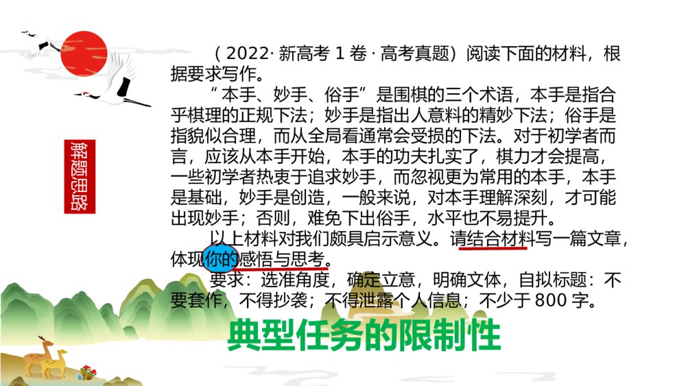 2023届高考语文复习PPT课件-2022年全国新高考Ⅰ卷作文“本手、妙手、俗手”讲评课件6