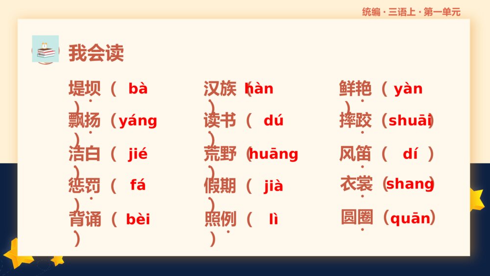 统编版三年级语文上册第一单元复习课件PPT下载3