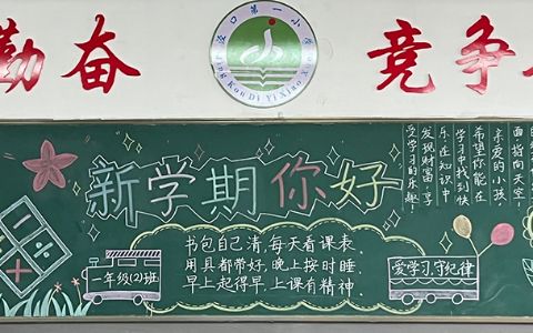 新学期你好黑板报 新学期开学季主题黑板报简单绘画