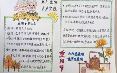 重阳节手抄报 九九重阳节手抄报 九月节日重阳节手抄报图片文字素材全都有!