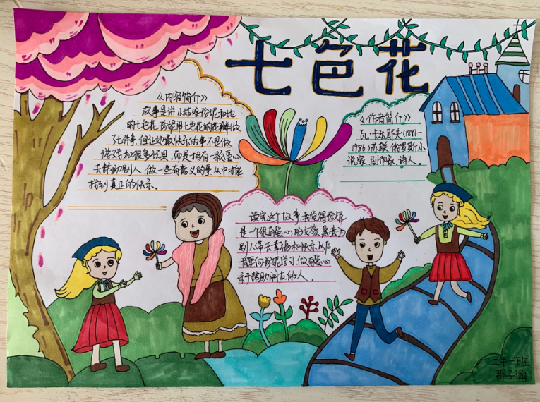 七色花手抄报 小学生七色花手抄报 七色花读后感手抄报图片大全