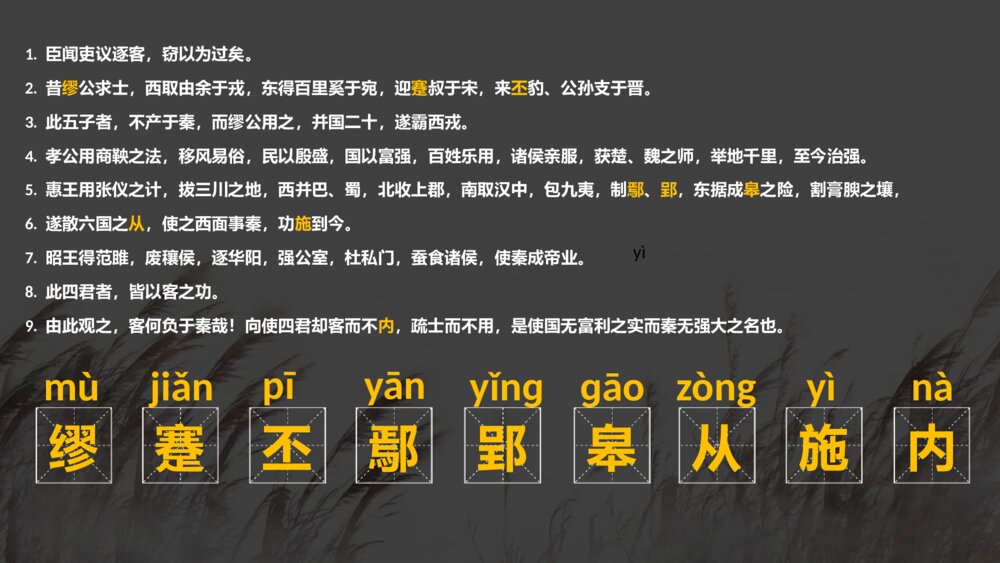 高中语文必修二《谏逐客书》PPT课件10