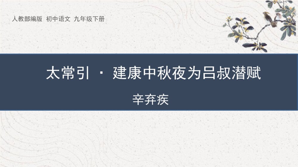 《太常引·建康中秋夜为吕叔潜赋》人教部编版初中语文九年级下册PPT课件