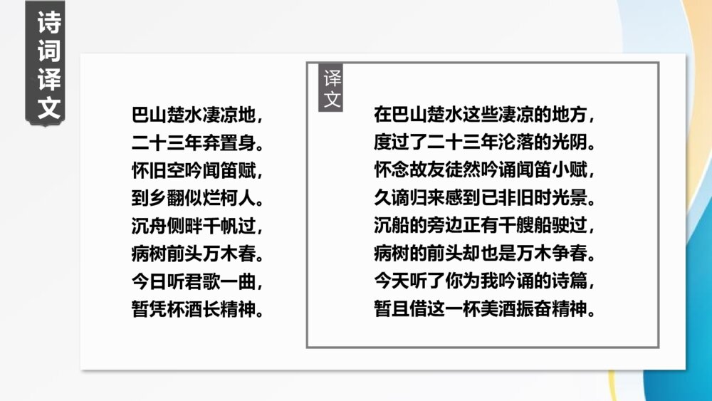 演示文九年级语文上册《酬乐天扬州初逢席上见赠》PPT课件稿25