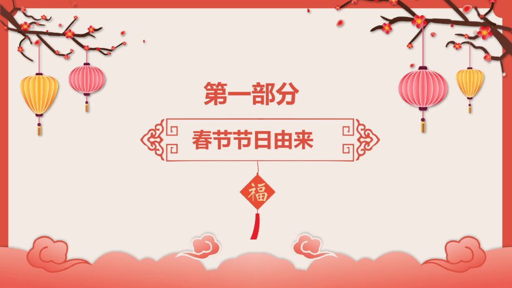 喜庆灯笼春节传统习俗介绍PPT课件下载4